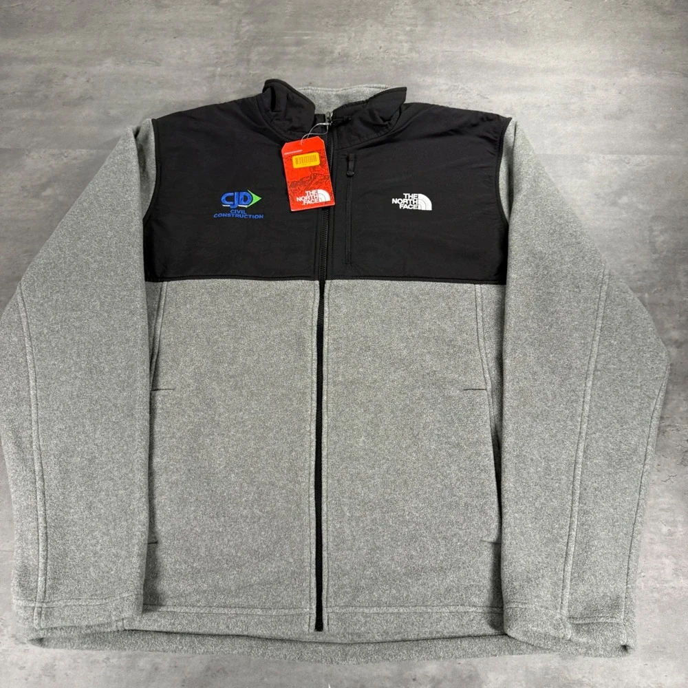 The North Face Fleece Jacket Mens XL Grey Black Full Zip Highest Peak Denali